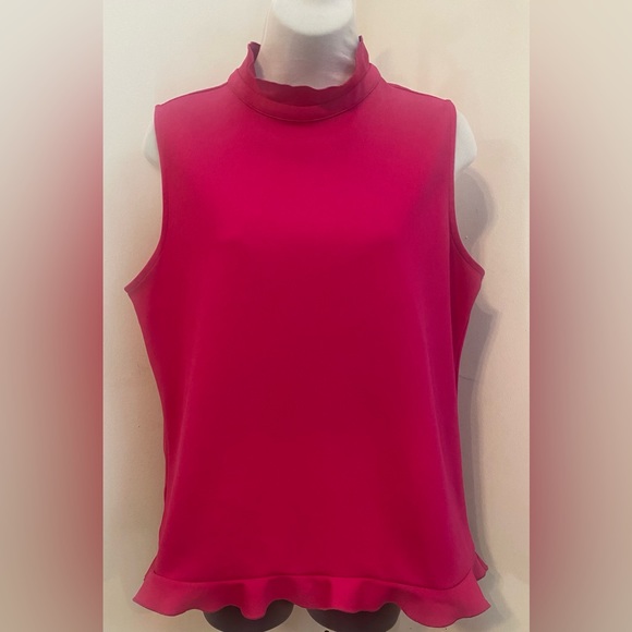 Ann Taylor Tops - Ann Taylor Sleeveless Ruffle Top. Color: Hot Pink. Size L.
